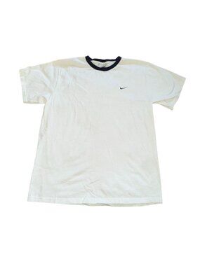Vintage 90s Nike Embroidered Mini Swoosh Ringer T-Shirt White-S
